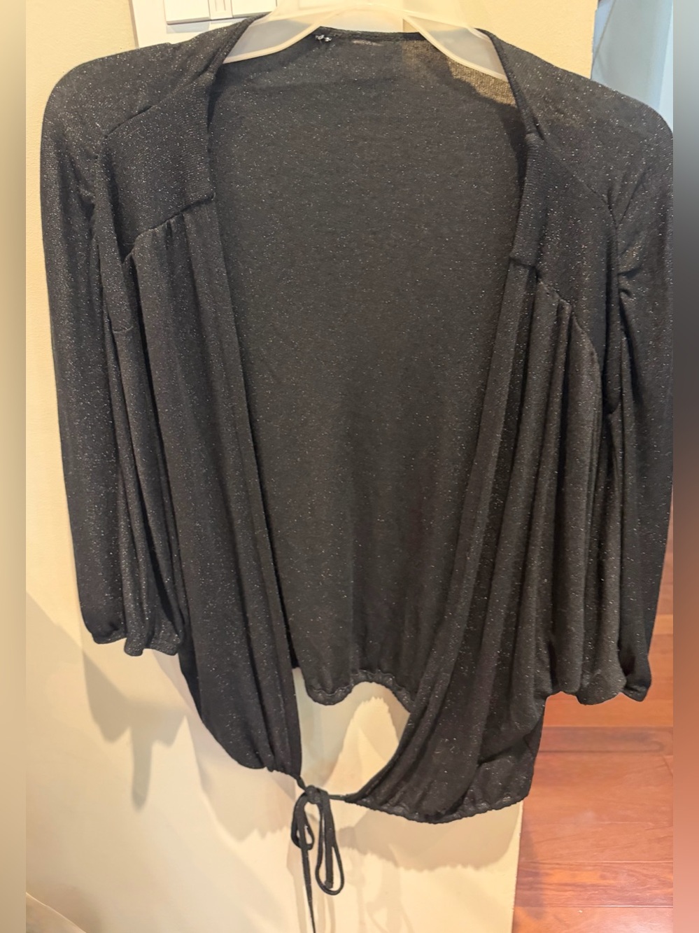 Black Sparkle Tie-Front Women's Sweater